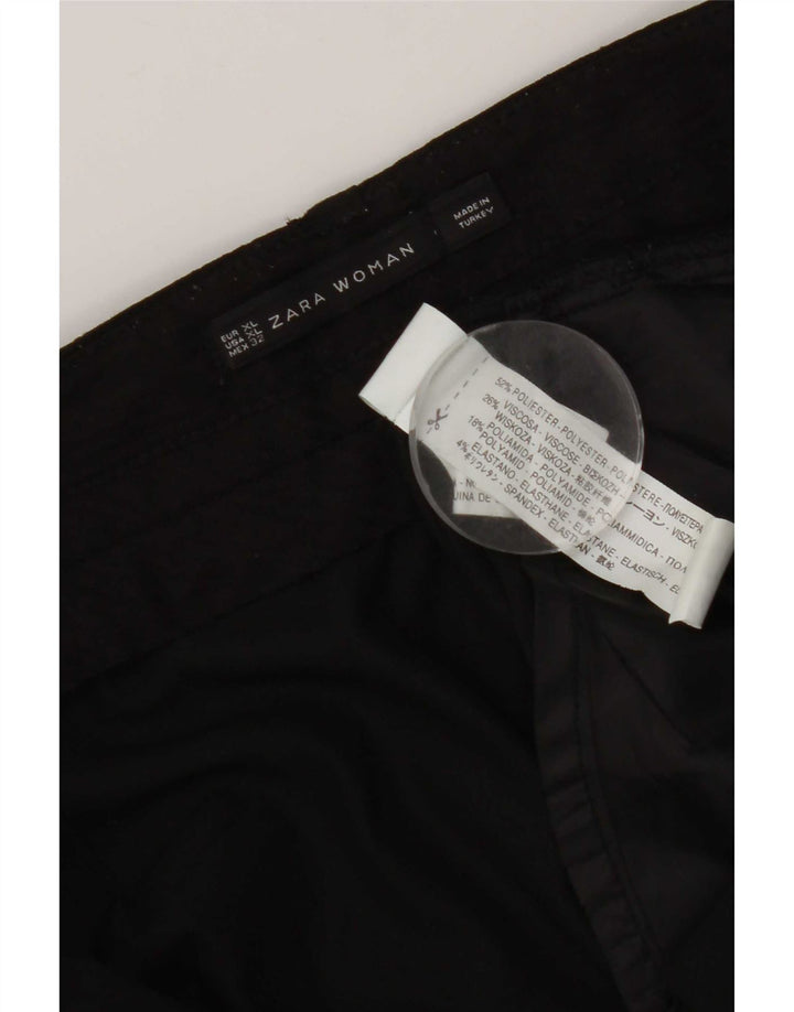 Zara Calça capri feminina com virilha larga XL W36 L19 poliéster preto