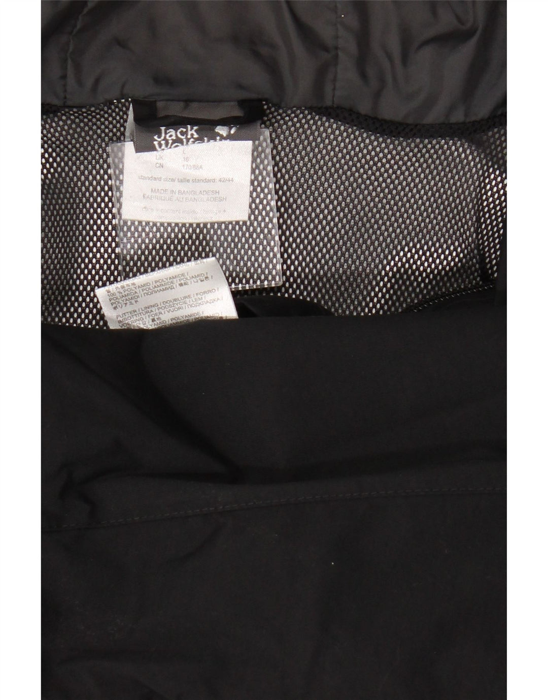 Jaqueta de chuva feminina com capuz Jack Wolfskin Reino Unido 16 grande poliamida preta