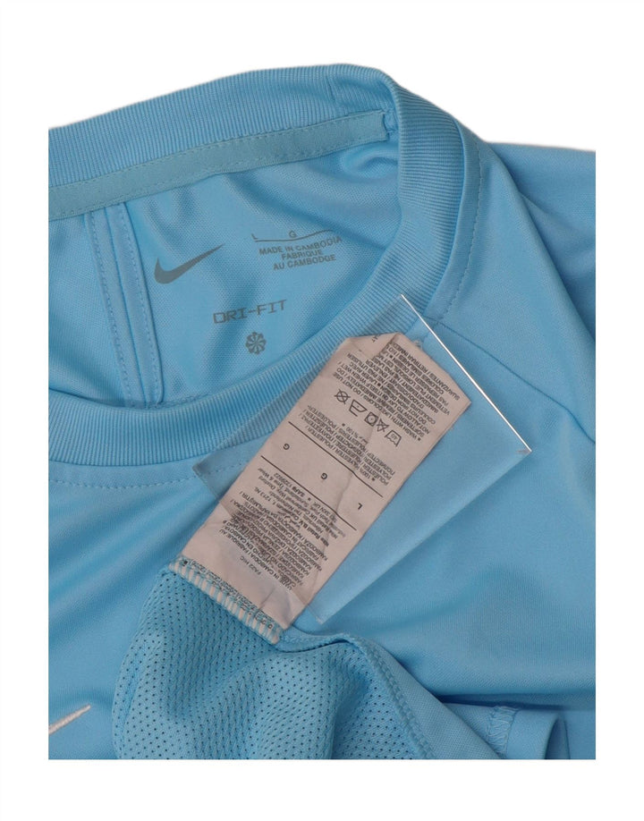 Camiseta masculina NIKE Dri Fit Top grande azul colorblock poliéster