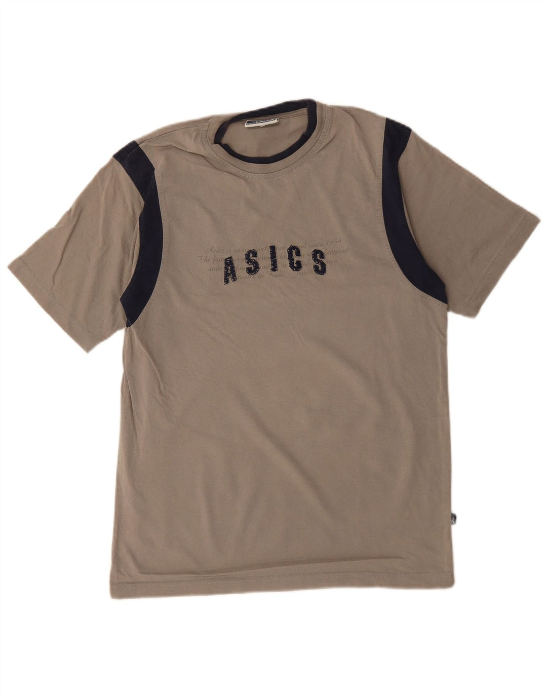 Camiseta gráfica masculina Asics Top pequeno cinza colorblock algodão