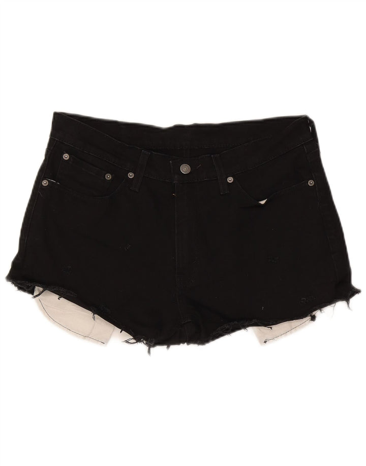 Shorts jeans feminino Levi's 541 W32 grande algodão preto