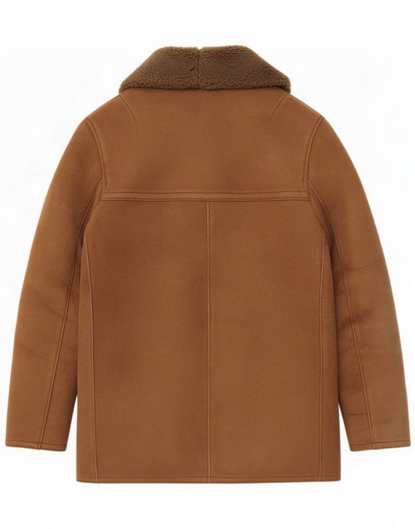 Casaco de shearling feminino vintage UE 38 pele de cordeiro marrom médio