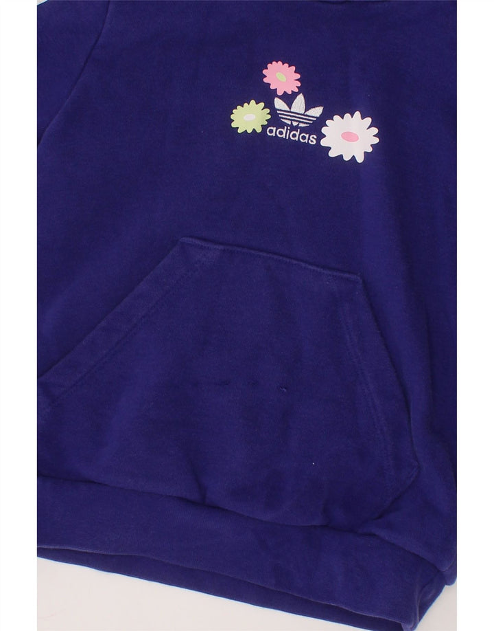 ADIDAS Girls Hoodie Jumper 6-7 Years Purple Cotton Vintage Adidas and Second-Hand Adidas from Messina Hembry 