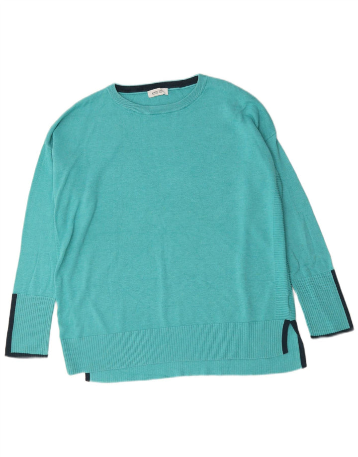 Suéter feminino grande com gola canoa White Stuff Reino Unido 16 grande turquesa