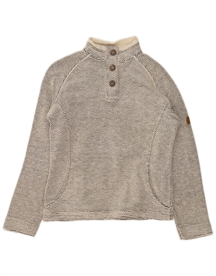 Moletom feminino com gola redonda e botão estranho UK 10 algodão cinza pequeno