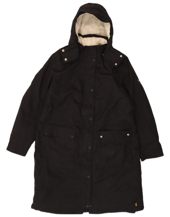 Jaqueta Parka feminina Joules com capuz UK 18 XL poliéster preto