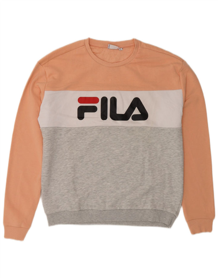 FILA moletom gráfico masculino jumper grande laranja colorblock algodão