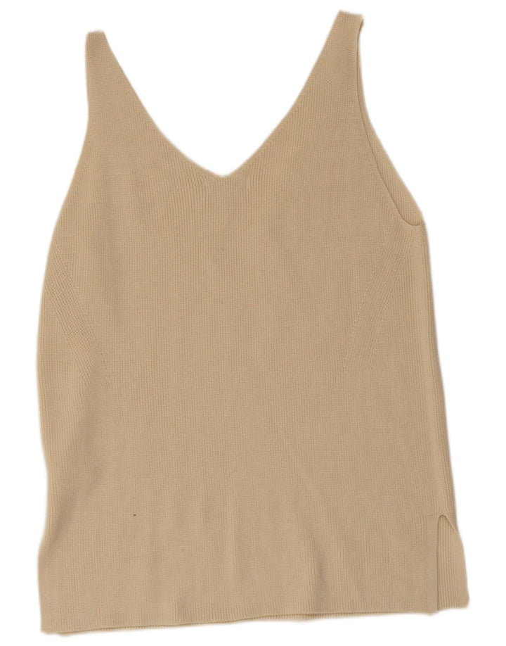 Colete feminino Marks & Spencer UK 14 grande algodão bege