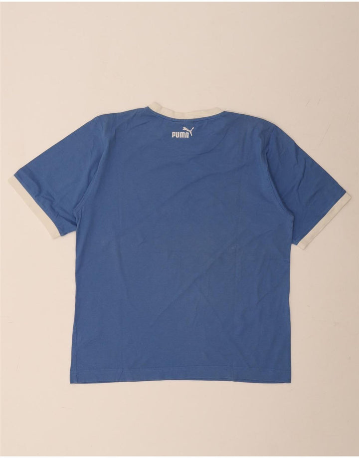 Puma Mens Graphic T-Shirt Top Grande Algodão Azul