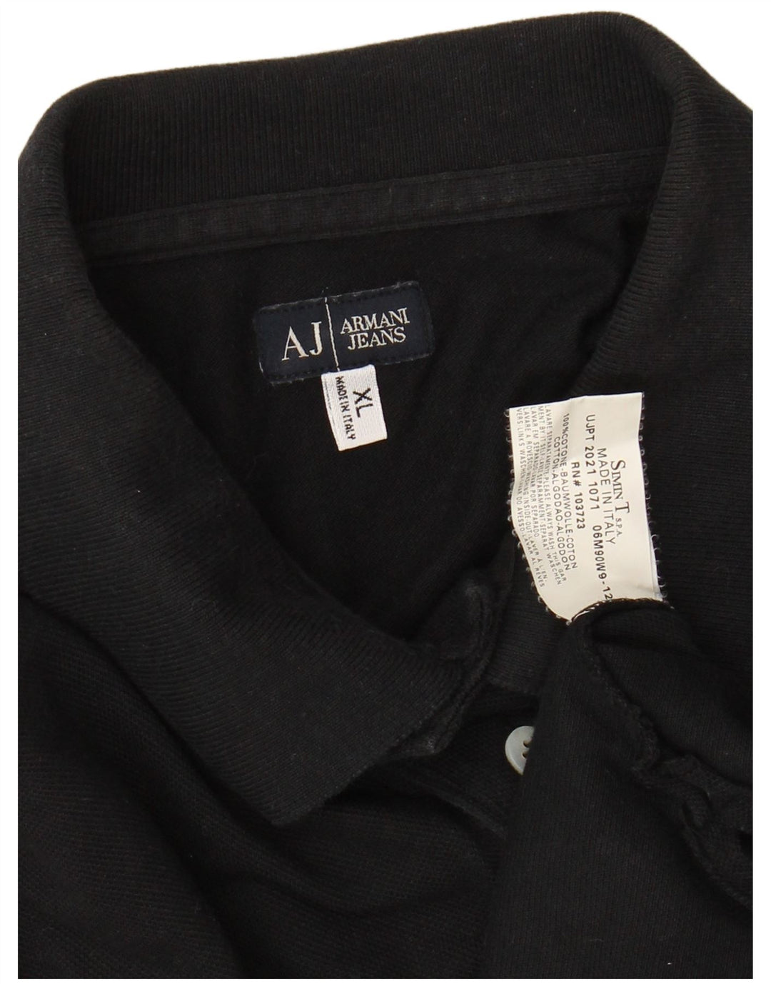 ARMANI JEANS Camisa polo masculina XL algodão preto