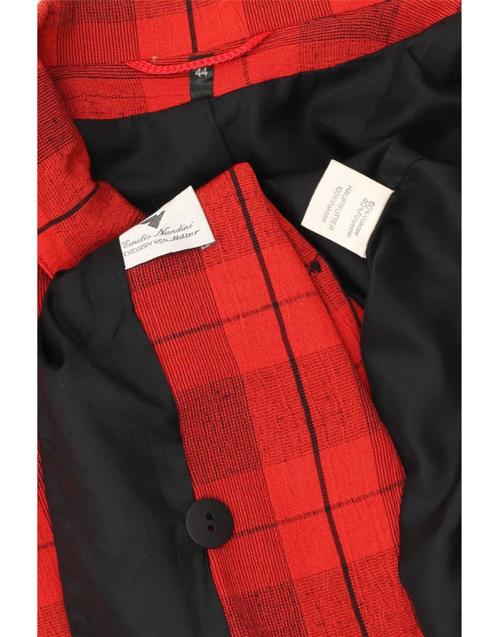 Jaqueta blazer feminina vintage com botões duplos EU 44 XL vermelho xadrez viscose