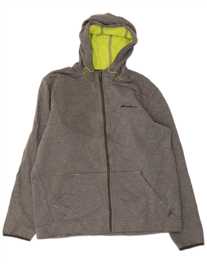 EDDIE BAUER Suéter masculino com capuz e zíper grande poliéster cinza