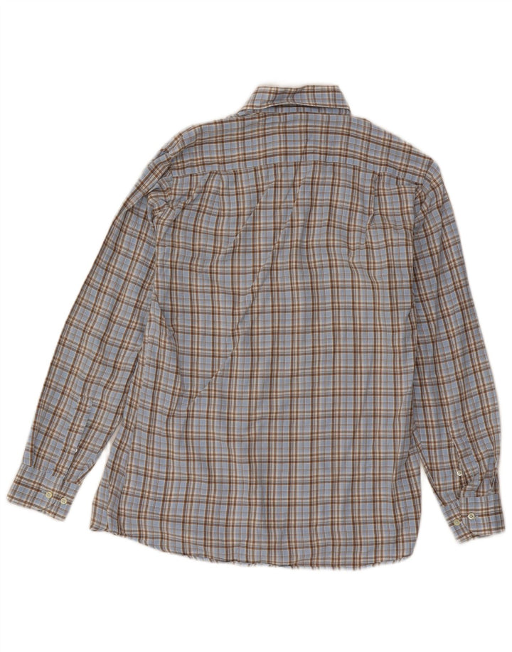 Camisa masculina Avirex de algodão xadrez azul médio