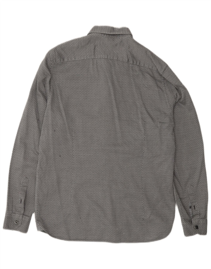 Camisa masculina Ted Baker com ajuste moderno tamanho 16 grande cinza geométrico