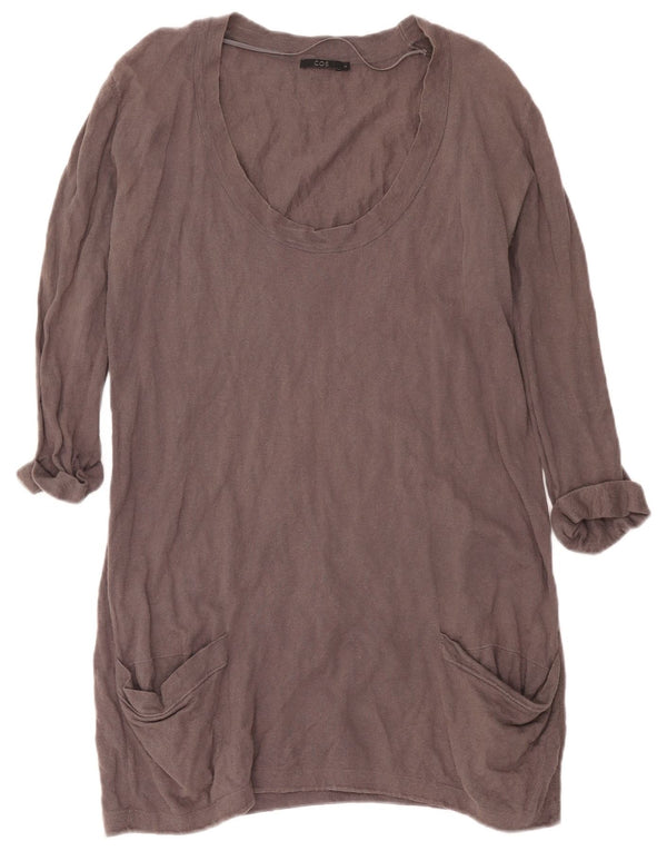 Cos feminino manga 3/4 vestido jumper grande Reino Unido 10 pequeno algodão cinza