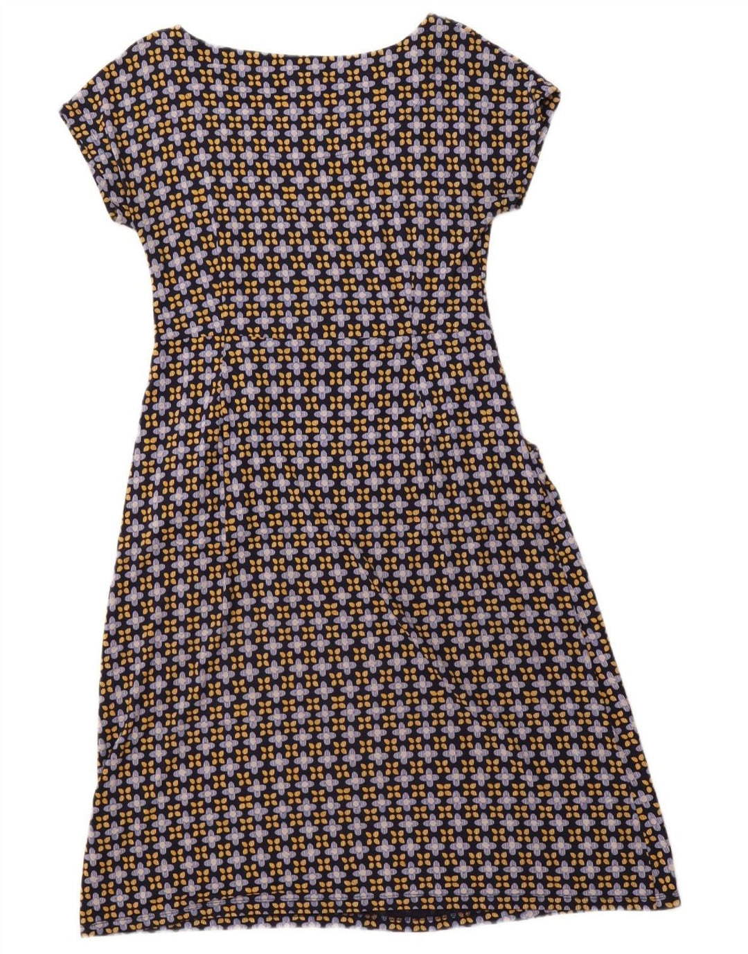 WHITE STUFF Vestido feminino evasê UK 12 médio azul marinho floral viscose