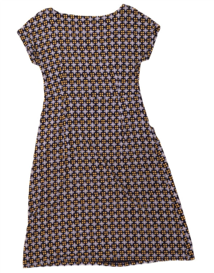 WHITE STUFF Vestido feminino evasê UK 12 médio azul marinho floral viscose