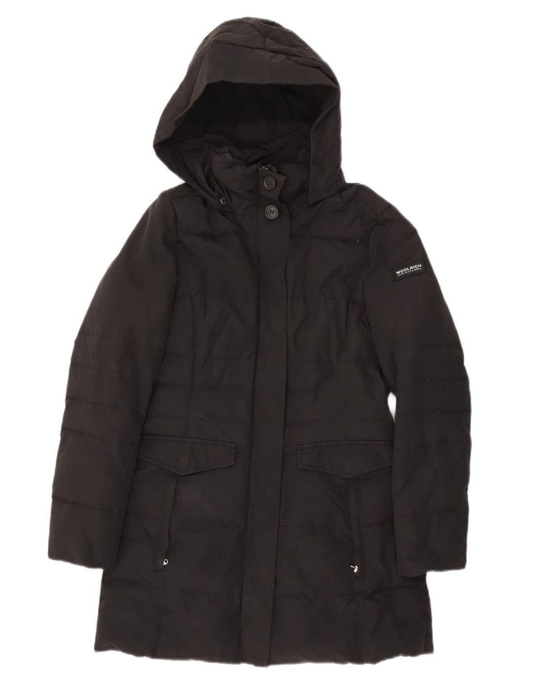 Casaco acolchoado com capuz feminino Woolrich UK 10 pequeno preto