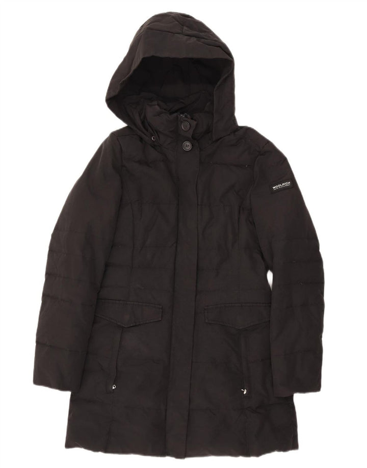 Casaco acolchoado com capuz feminino Woolrich UK 10 pequeno preto