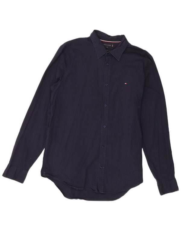 Tommy Hilfiger Mens Slim Fit Camisa XL Azul Marinho Algodão
