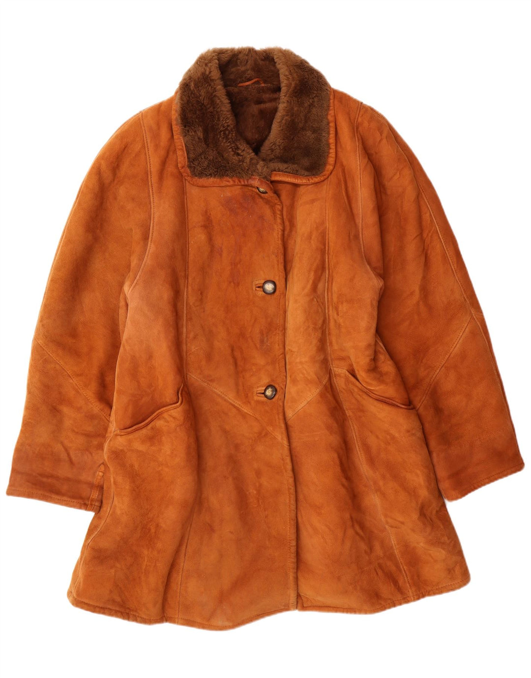 Casaco feminino vintage de shearling IT 44 médio bege shearling clássico