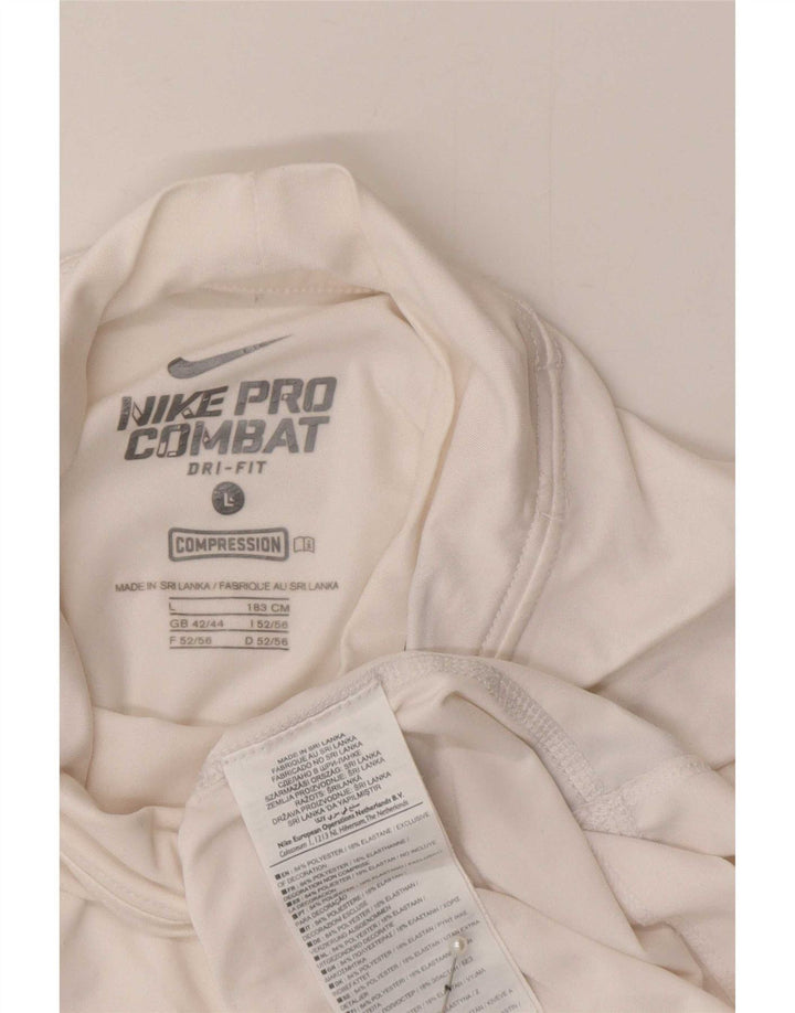 Top de compressão masculino Nike manga longa UK 42/44 grande branco poliéster esportivo