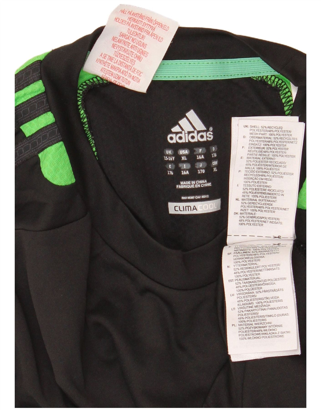 Camiseta Adidas Menino Climacool Top 15-16 Anos Preto Colorblock Poliéster