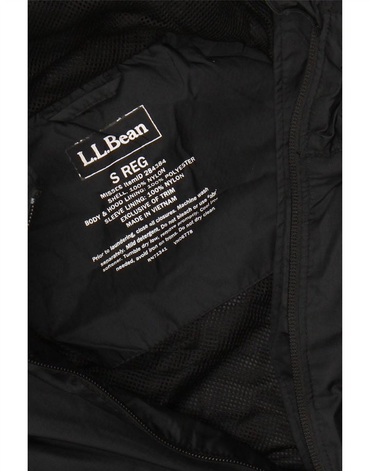 Jaqueta de chuva feminina com capuz grande L.L.BEAN Reino Unido 10 pequena preta de nylon