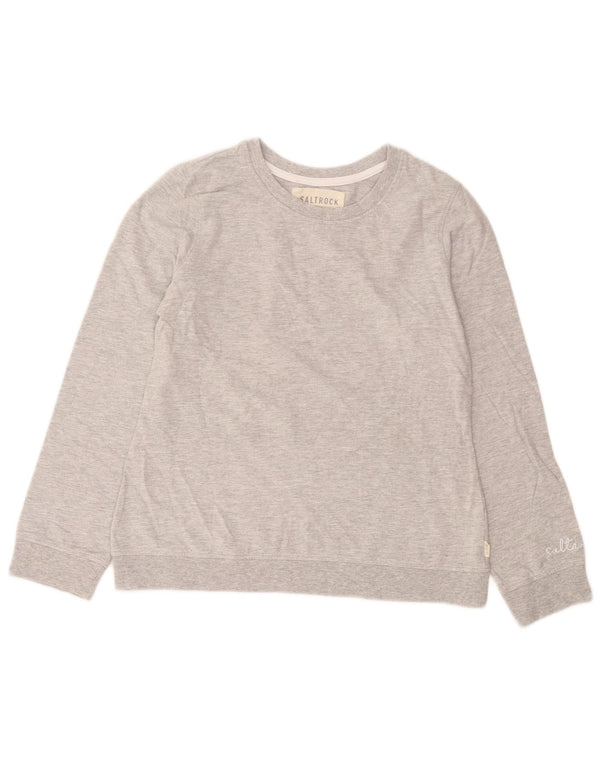 Saltrock moletom feminino jumper UK 10 algodão manchado cinza pequeno