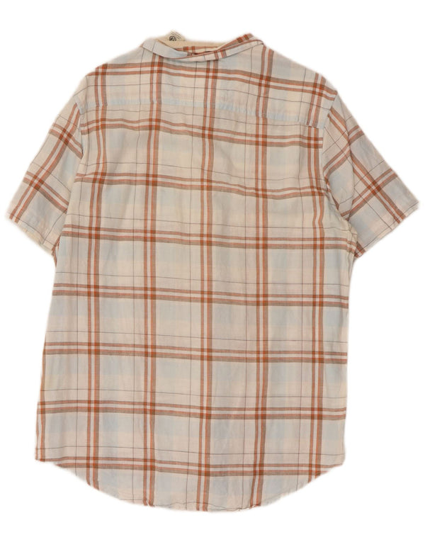 Camisa masculina de manga curta Timberland Regular Fit média branca xadrez
