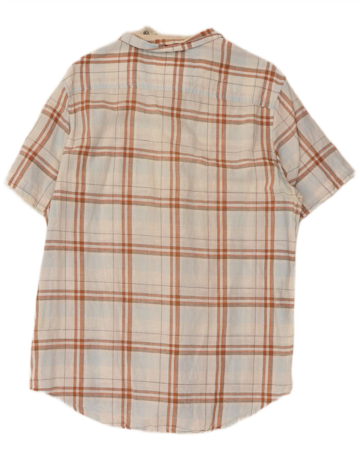 Camisa masculina de manga curta Timberland Regular Fit média branca xadrez