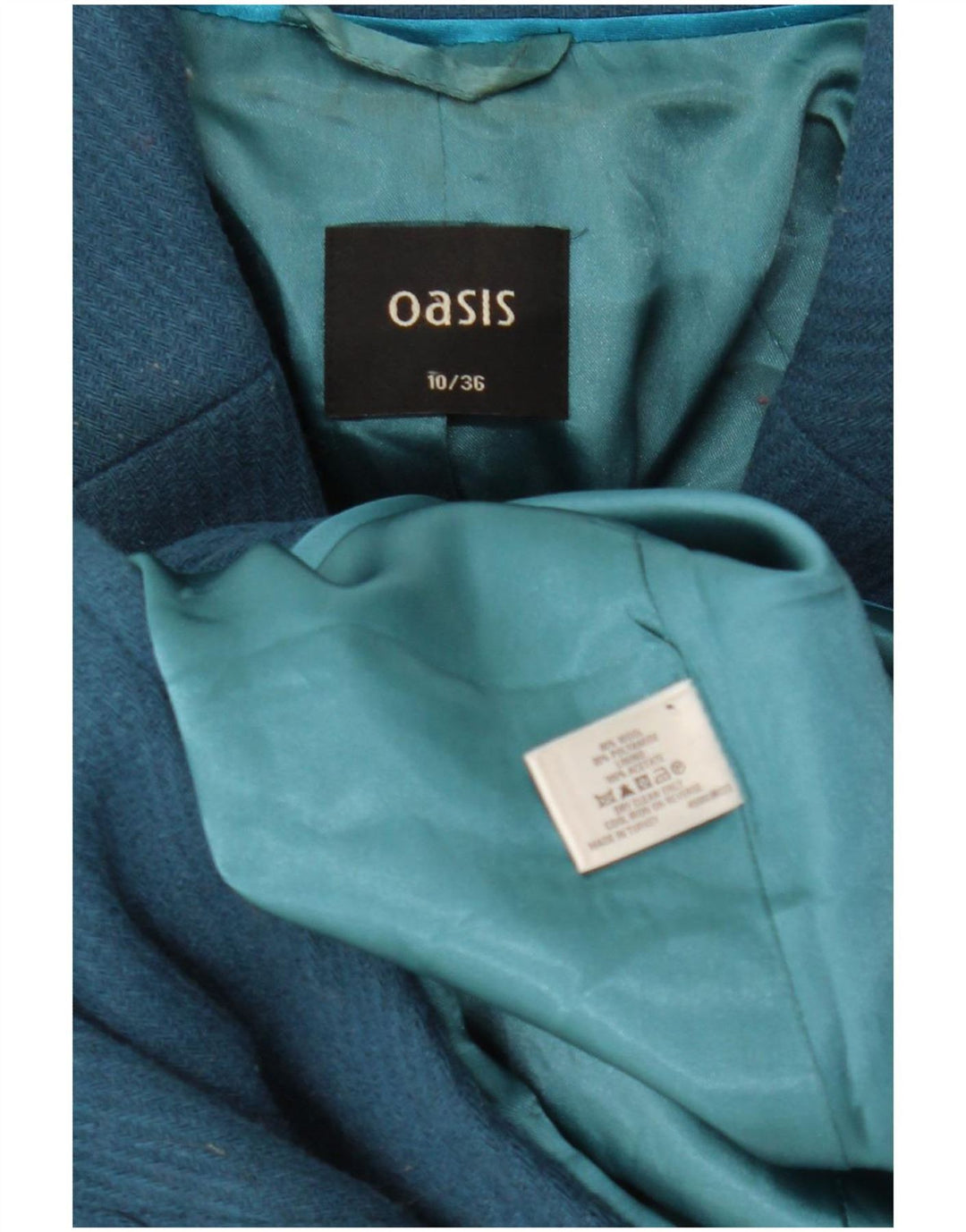 Sobretudo feminino Oasis UK 10 lã azul pequena
