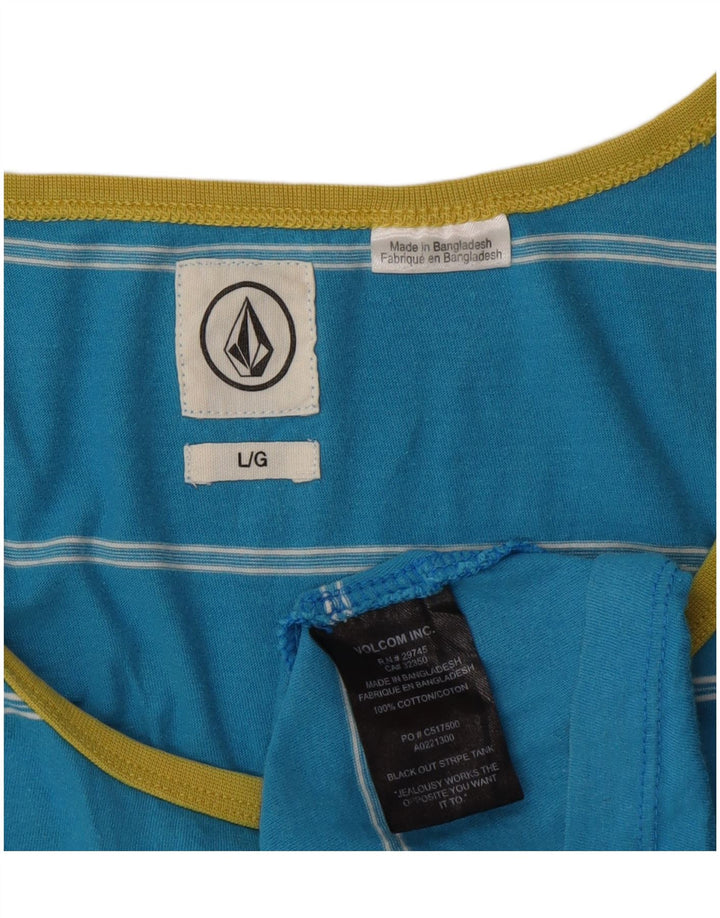 Colete masculino Volcom grande algodão listrado azul