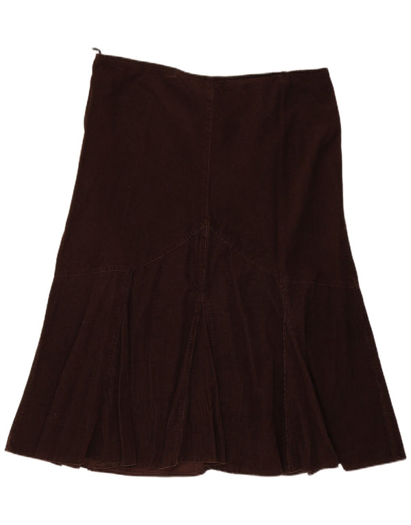 Saia feminina de veludo Marks & Spencer UK 20 2XL W44 algodão marrom