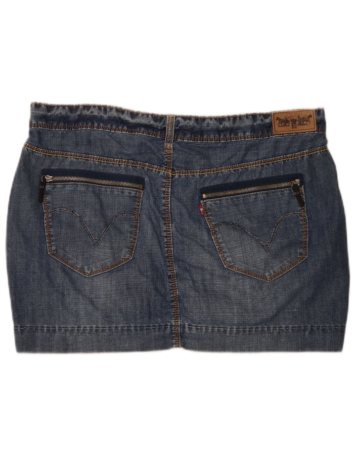 Mini saia jeans feminina Levi's W38 XL azul