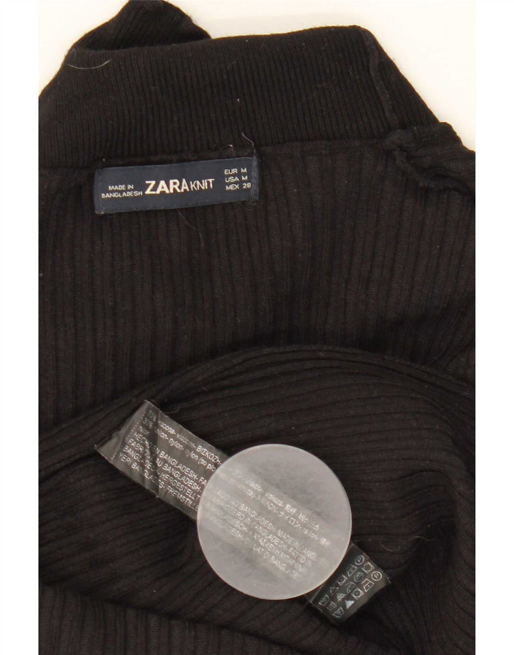 Suéter feminino Zara com gola tartaruga Reino Unido 12 viscose preta média