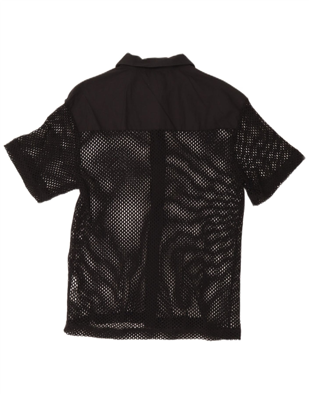 Camisa masculina de manga curta Zara algodão preto médio