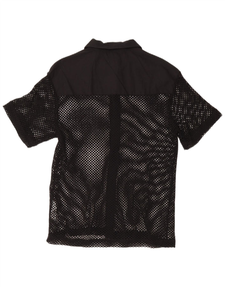 Camisa masculina de manga curta Zara algodão preto médio