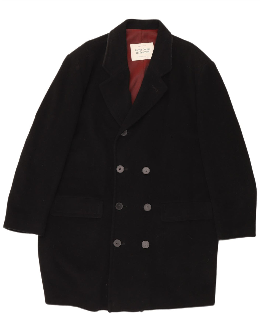 Casaco masculino com peito duplo BENETTON Reino Unido 44 2XL preto