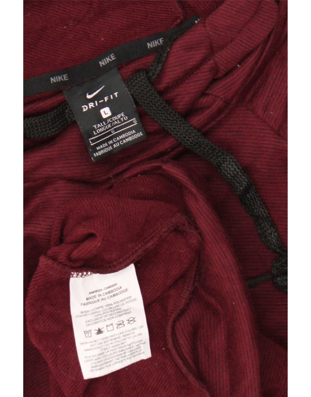 Nike Mens Dri Fit Hoodie Jumper Grande Borgonha Poliéster