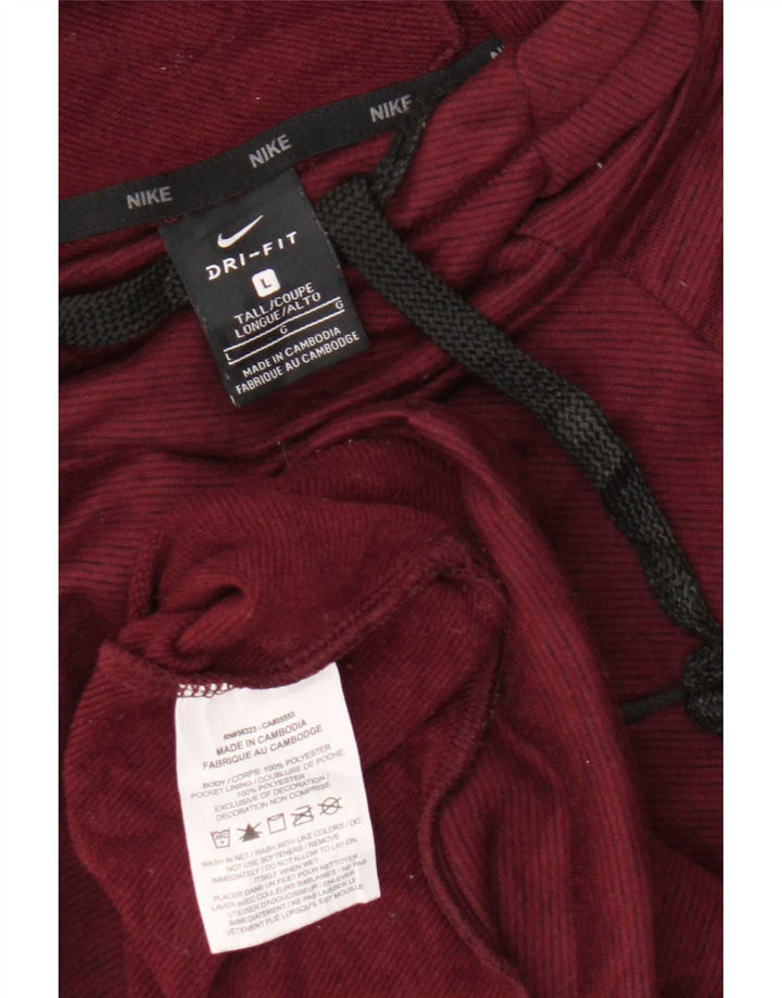Nike Mens Dri Fit Hoodie Jumper Grande Borgonha Poliéster