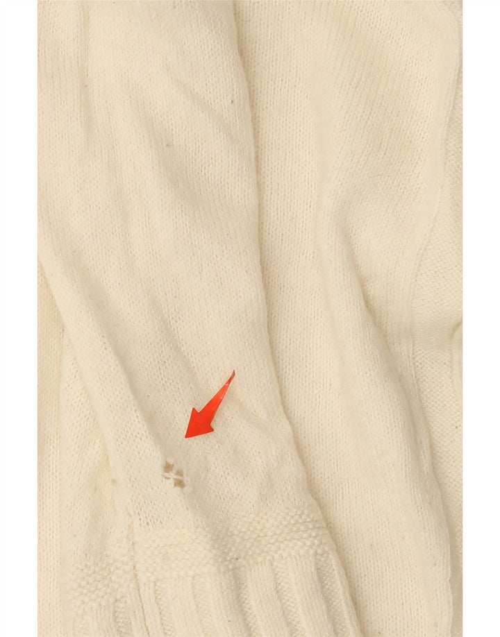 Suéter masculino Tommy Hilfiger com zíper e gola grande de lã branca