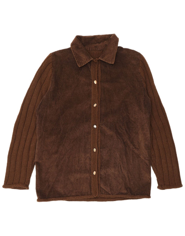 Suéter Cardigan Feminino Vintage Reino Unido 14 Grande Marrom