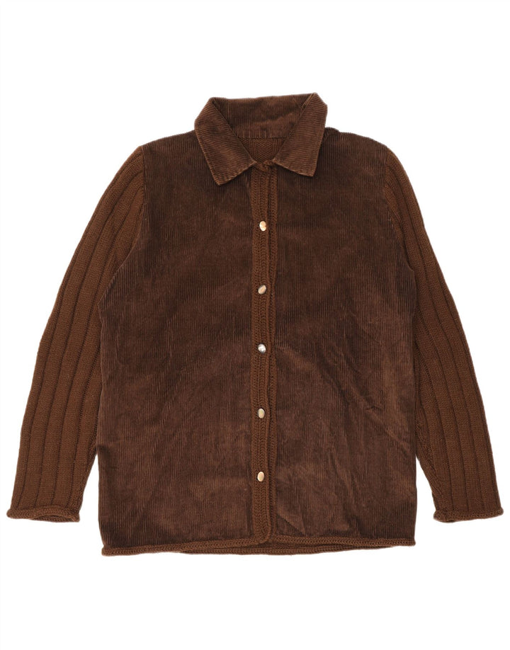 Suéter Cardigan Feminino Vintage Reino Unido 14 Grande Marrom