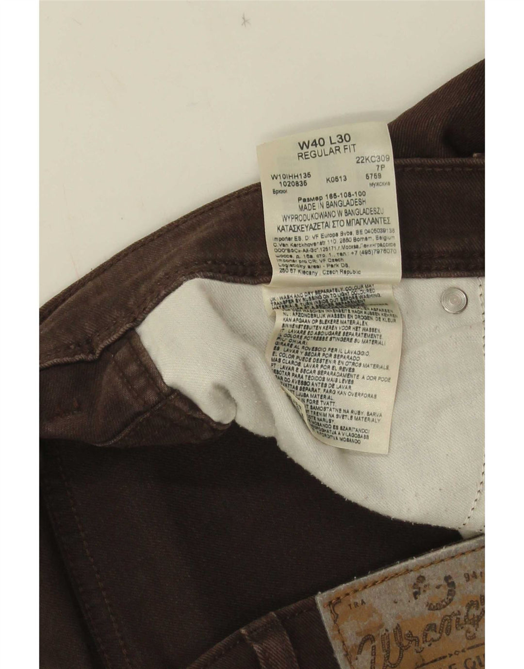 Wrangler masculino regular fit jeans reto W40 L30 algodão marrom