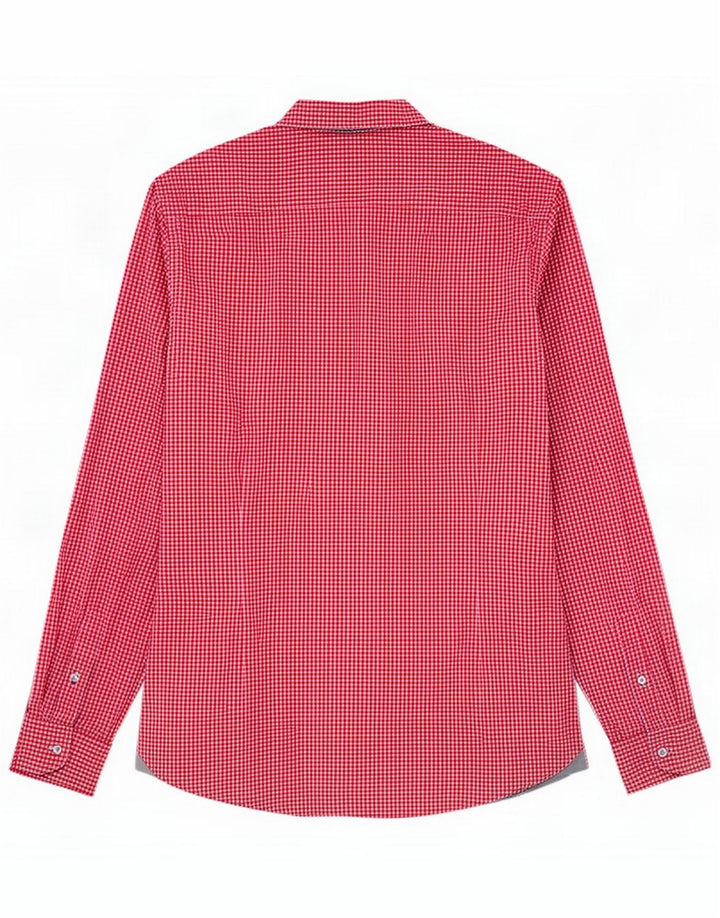 Camisa masculina Ted Baker tamanho 5 XL algodão vermelho guingão