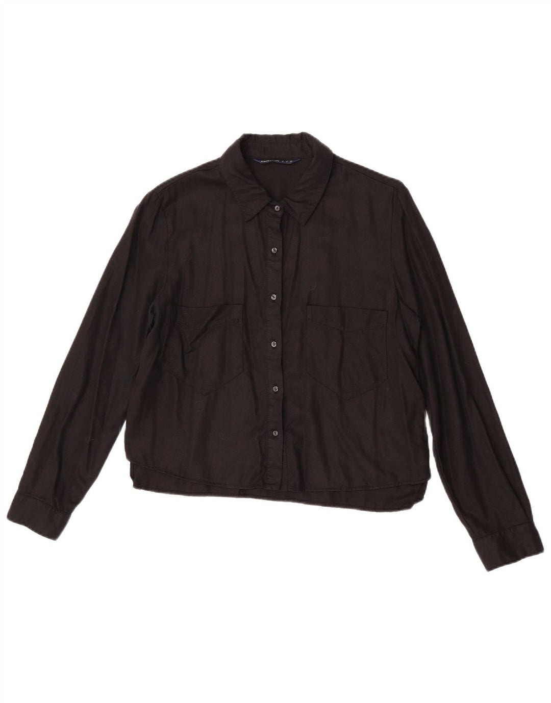 Blusa Zara feminina Z1975 camisa Reino Unido 14 médio preto Lyocell