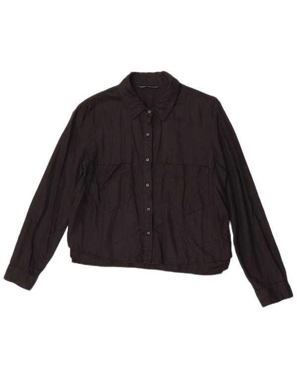 Blusa Zara feminina Z1975 camisa Reino Unido 14 médio preto Lyocell