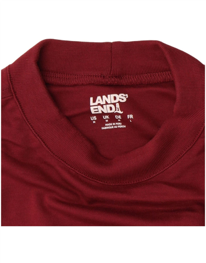 Lands End Mens Top Manga Longa Médio Algodão Borgonha