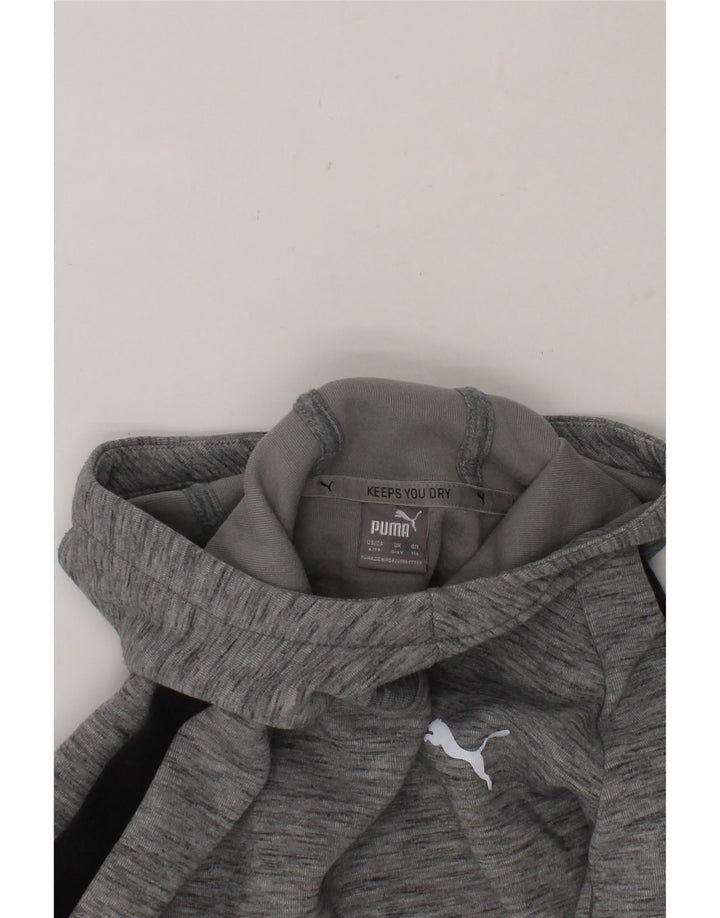 PUMA Girls Hoodie Jumper 5-6 Years Grey Colourblock Cotton Vintage Puma and Second-Hand Puma from Messina Hembry 